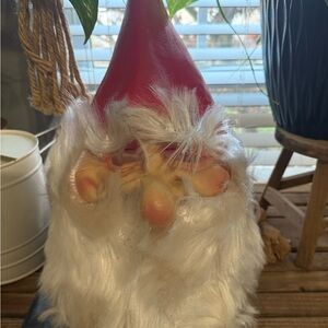 Gnome Face Mask Red Hat White Beard